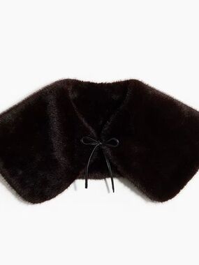 H&M Dark Brown Faux Fur Collar with Tie
